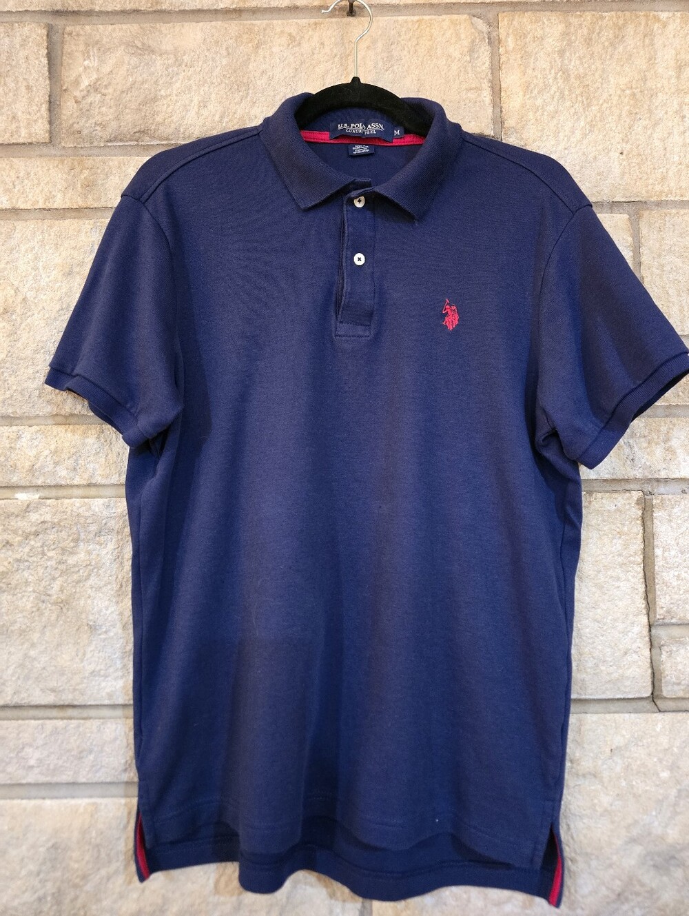 U.S. Polo Assn. Luxury Feel Polo, Navy & Red, Medium